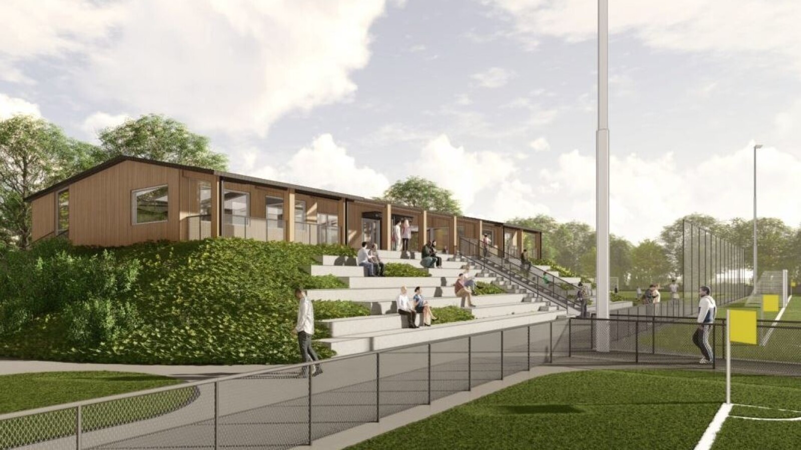 Nieuwbouw houten clubgebouw Blikkenburg in Zeist